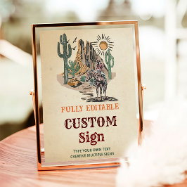 Wild West Cowboy Verjaardagsfeest Tafelteken Poster