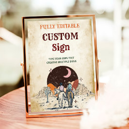 Wild West Cowboy Verjaardagsfeest Tafelteken Poster