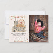 Wild West Cowboy Verjaardagsfeestfoto Bedankkaart (Voorkant)