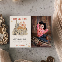 Wild West Cowboy Verjaardagsfeestfoto Bedankkaart