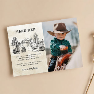 Wild West Cowboy Verjaardagsfeestfoto Bedankkaart