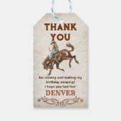 Wild West Cowboy Verjaardagsfeestje Bedankt Favor  Cadeaulabel (Achterkant)