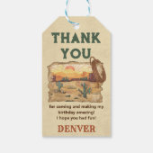 Wild West Cowboy Verjaardagsfeestje Bedankt Favor  Cadeaulabel (Achterkant)