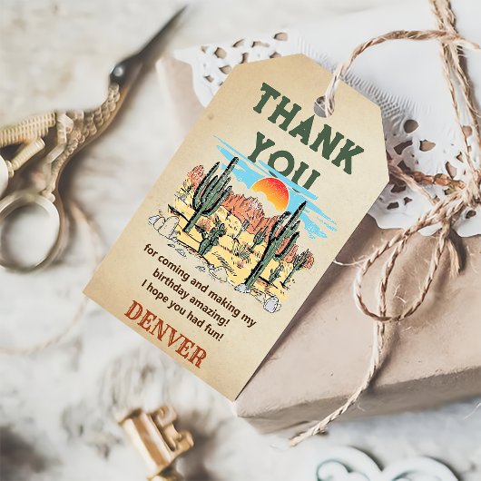 Wild West Cowboy Verjaardagsfeestje Bedankt Favor  Cadeaulabel