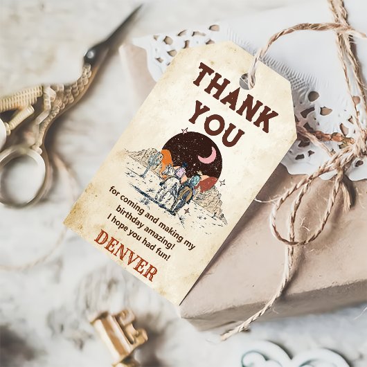 Wild West Cowboy Verjaardagsfeestje Bedankt Favor  Cadeaulabel