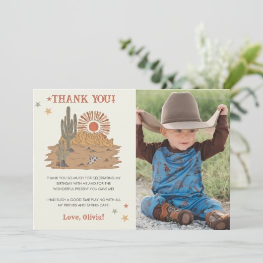 Wild West Cowboy Verjaardagsfeestje Dank je kaart (Staand voorkant)