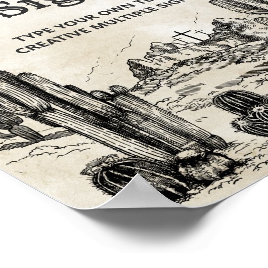 Wild West Cowboy Verjaardagsfeesttafelteken Poster (Hoek)