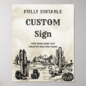  Wild West Cowboy Verjaardagsfeesttafelteken Poster (Voorkant)