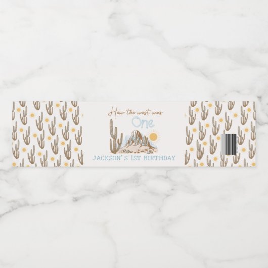 Wild West Cowboy Western 1e Verjaardag Waterfles Etiket (Enkel label)