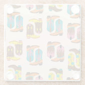 Wild West Cowboylaarzen: Mode conceptpatroon Glazen Onderzetter (Achterkant)