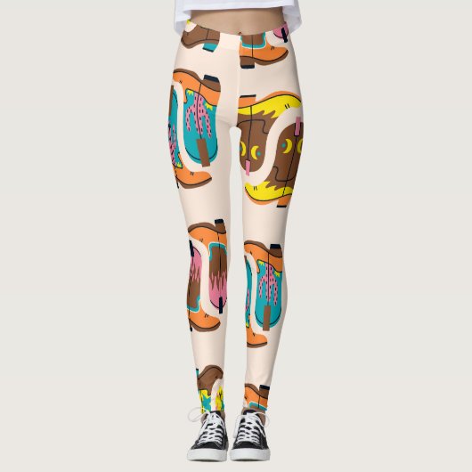 Wild West Cowboylaarzen: Mode conceptpatroon Leggings (Voorkant)