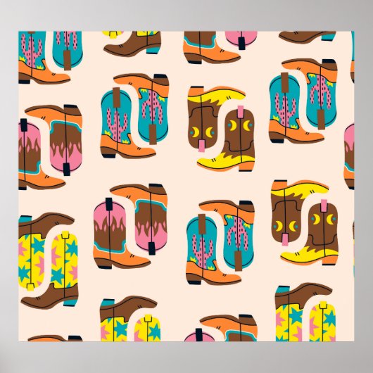 Wild West Cowboylaarzen: Mode conceptpatroon Poster (Voorkant)