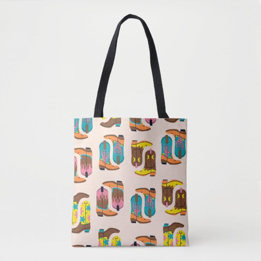 Wild West Cowboylaarzen: Mode conceptpatroon Tote Bag (Voorkant)