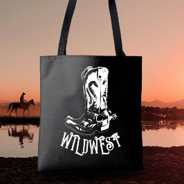 Wild west cowboylaarzen tote bag