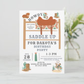 Wild West Cowboy's Birthday Uitnodiging (Staand voorkant)