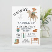 Wild West Cowboy's Birthday Uitnodiging (Staand voorkant)