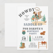 Wild West Cowboy's Birthday Uitnodiging (Voorkant / Achterkant)