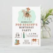 Wild West Cowboy's Birthday Uitnodiging (Staand voorkant)