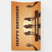 Wild West Cowboys Zonsondergang Verjaardag Spandoek (Verticaal)
