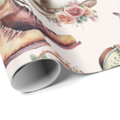 Wild West Cowgirl Land Western Birthday Party Cadeaupapier (Rol Hoek)