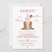 Wild West Cowgirl Land Western Birthday Party Kaart (Voorkant)