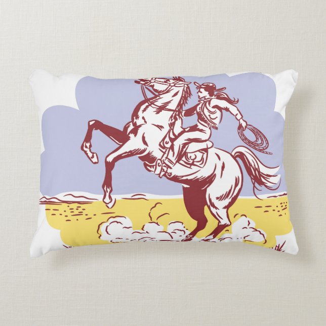 Wild West Cowgirl:  lijntekening. Accent Kussen (Voorkant)