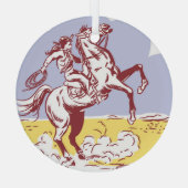 Wild West Cowgirl:  lijntekening. Glas Ornament (Achterkant)