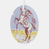 Wild West Cowgirl:  lijntekening. Glas Ornament (Voorkant links)