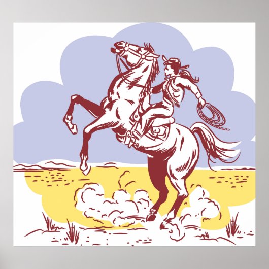 Wild West Cowgirl: lijntekening. Poster (Voorkant)