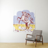 Wild West Cowgirl:  lijntekening. Wandkleed (In situ)