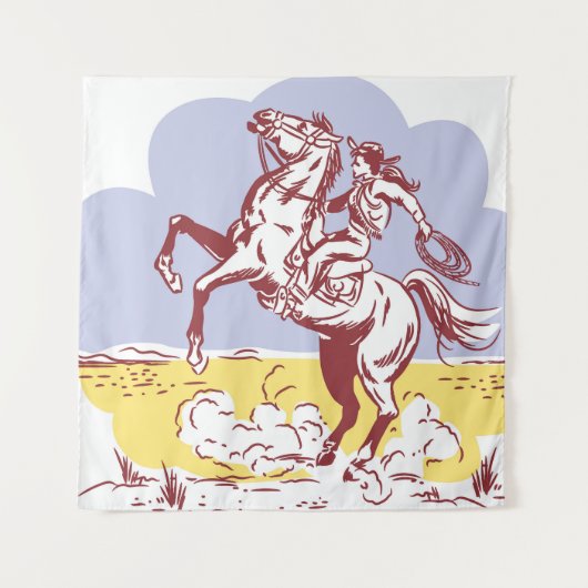 Wild West Cowgirl:  lijntekening. Wandkleed (Voorkant)