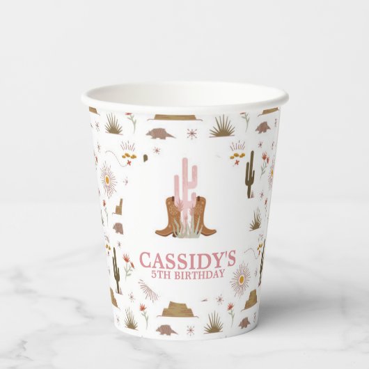 Wild West Cowgirl op papier Papieren Bekers (Achterkant)