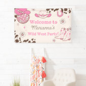 Wild west Cowgirl roze Verjaardagsfeestje Welkom Spandoek (Insitu)