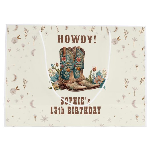 Wild West Cowgirl verjaardag Groot Cadeauzakje (Achterkant)