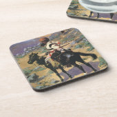  Wild West, een Indische Trapper door Remington Bier Onderzetter (Linkerzijde)