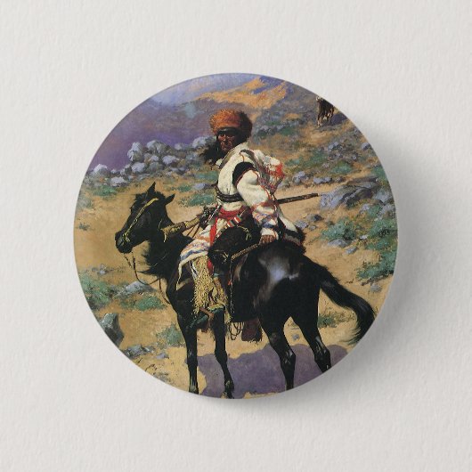  Wild West, een Indische Trapper door Remington Ronde Button 5,7 Cm (Voorkant)