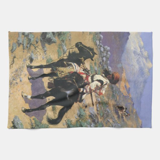 Wild West, een Indische Trapper door Remington Theedoek (Horizontaal)