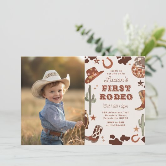 Wild west Eerste Rodeo 1e Verjaardagsfeest Kaart (Staand voorkant)