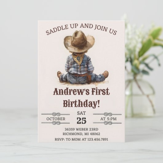 Wild West eerste Rodeo Cowboy verjaardag Kaart (Staand voorkant)