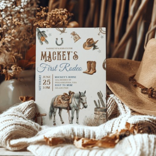 Wild West Eerste Rodeo Cowboy Verjaardag Western Kaart