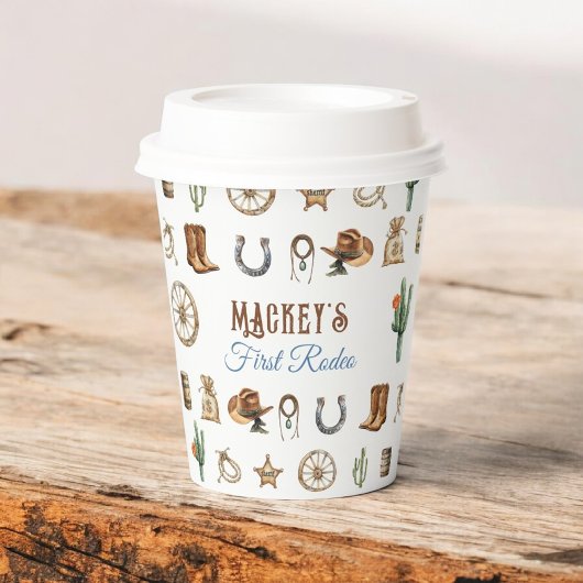 Wild West Eerste Rodeo Verjaardag Cowboy Papieren Bekers
