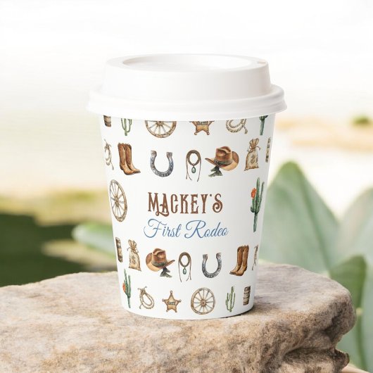 Wild West Eerste Rodeo Verjaardag Cowboy Papieren Bekers