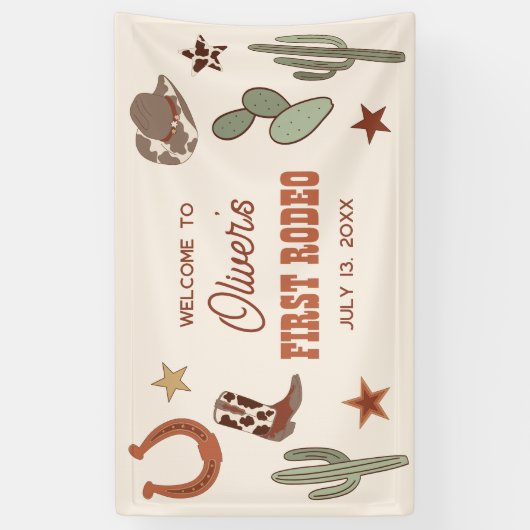 Wild West Eerste Rodeo Verjaardag Welkom Banner (Verticaal)