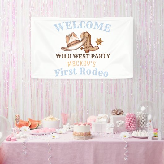 Wild West Eerste Rodeo Verjaardagsfeest Spandoek (Feest)