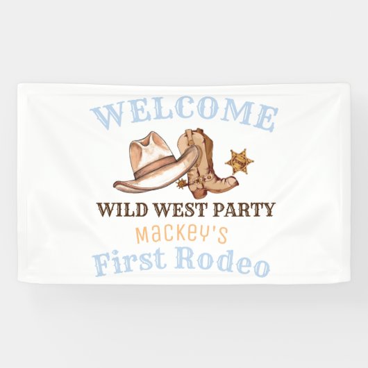 Wild West Eerste Rodeo Verjaardagsfeest Spandoek (Horizontaal)