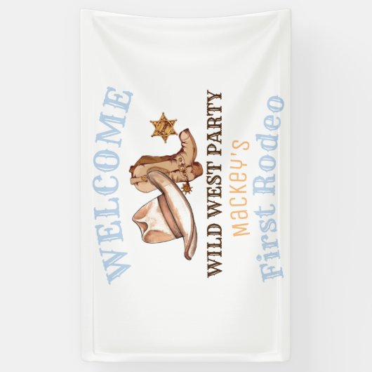 Wild West Eerste Rodeo Verjaardagsfeest Spandoek (Verticaal)