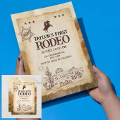 Wild West eerste Rodeo verjaardagsuitnodiging Kaart