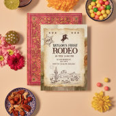 Wild West eerste Rodeo verjaardagsuitnodiging Kaart