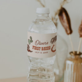 Wild West First Rodeo Birthday Waterfles Etiket