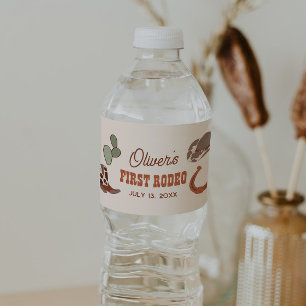 Wild West First Rodeo Birthday Waterfles Etiket